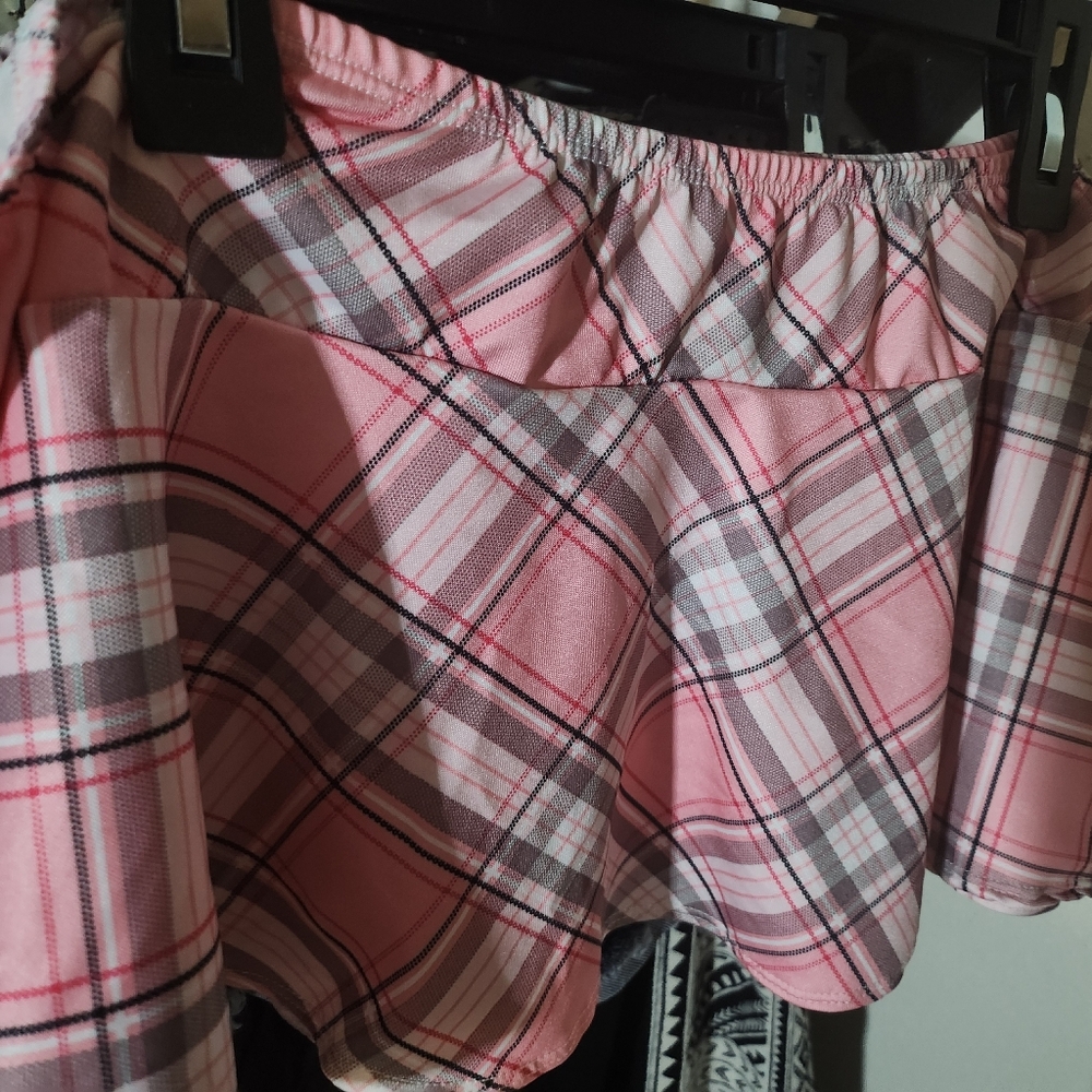 Cheap Thrills Pink Plaid Mini Skirt Queen size